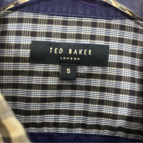 Ted Baker London Navy/White Checked Shirt Size Small - Picture 2 of 11
